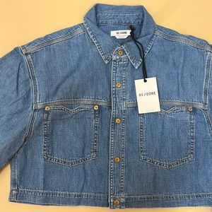 NWT RE/DONE STONED CIEL OVERSIZED CROP SHIRT SIZE SMALL